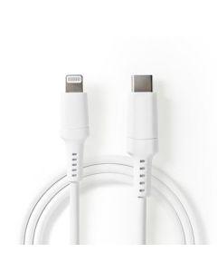 NEDIS, USB-kabel   Apple Lightning 8-pin   USB Type-C™ Han   Nikkelplateret   1.00 m   Runde   PVC   Hvid   Window Box