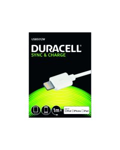 Duracell USB Lightning lade- og datakabel, Hvid 1m