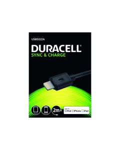 Duracell USB Lightning lade- og datakabel, Sort 2m