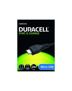 Duracell USB til Micro USB Kabel, 2 meter (Sort)