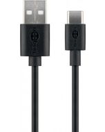 USB-C lade- og datakabel, sort, 2m